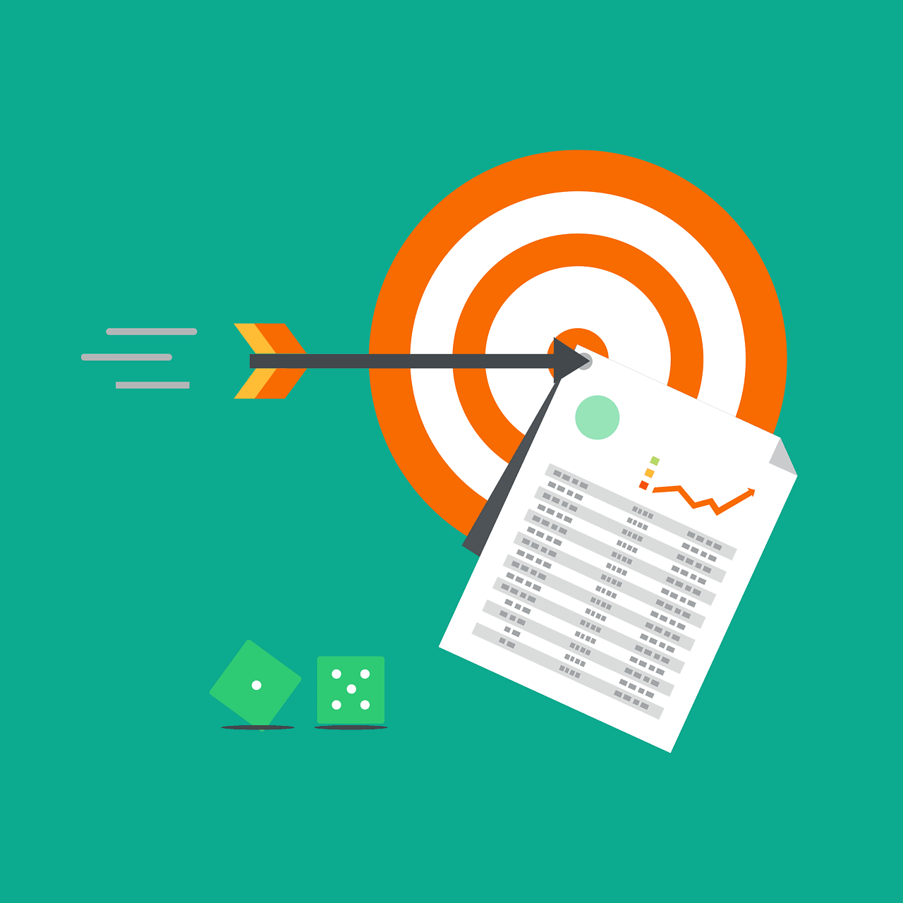 Business strategy, data analysis, and target achievement illustration.