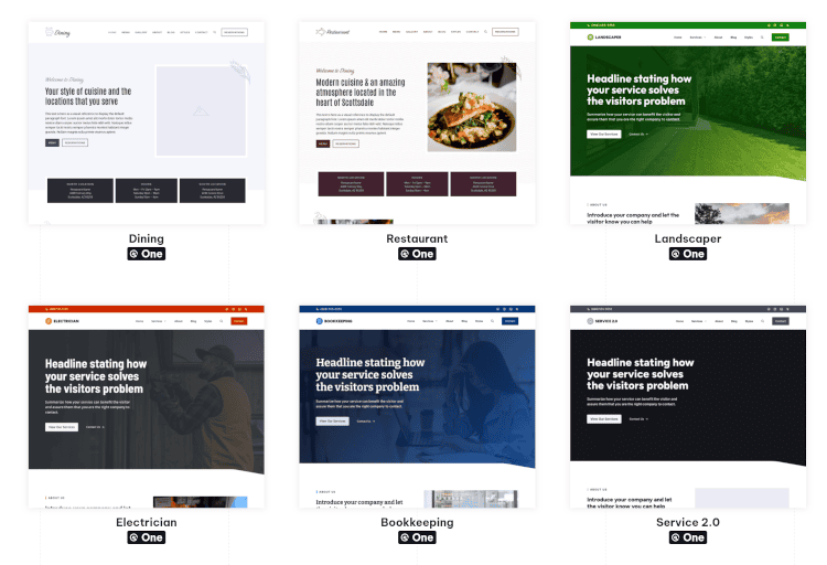 Modern website templates for various industries by Solomon Designs.